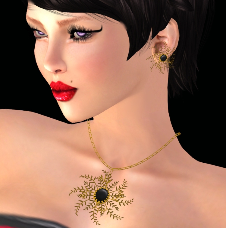 fern black and gold necklace